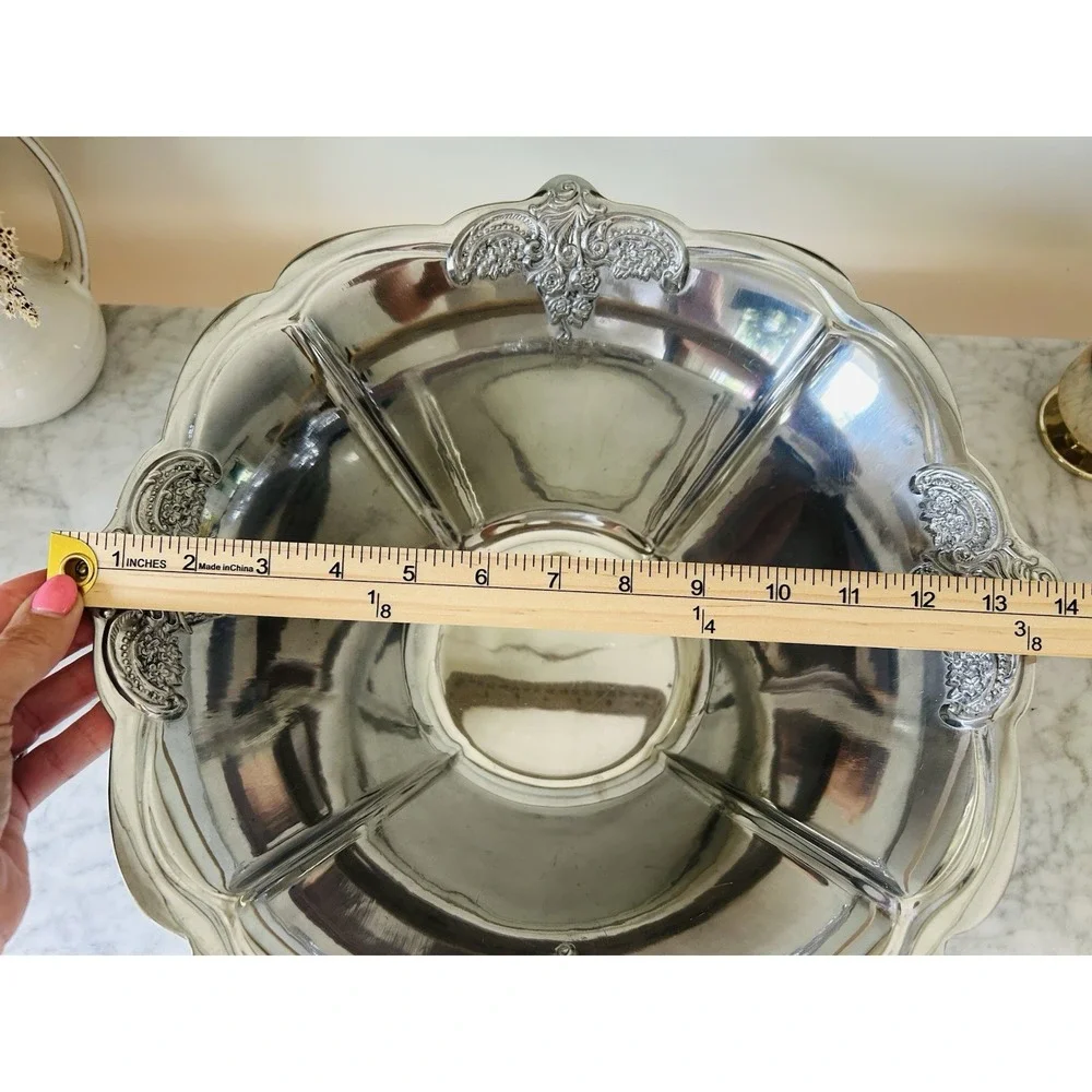 Large Silver Plate Wallace Grand Baroque Serving Bowl 14 Inches Holiday